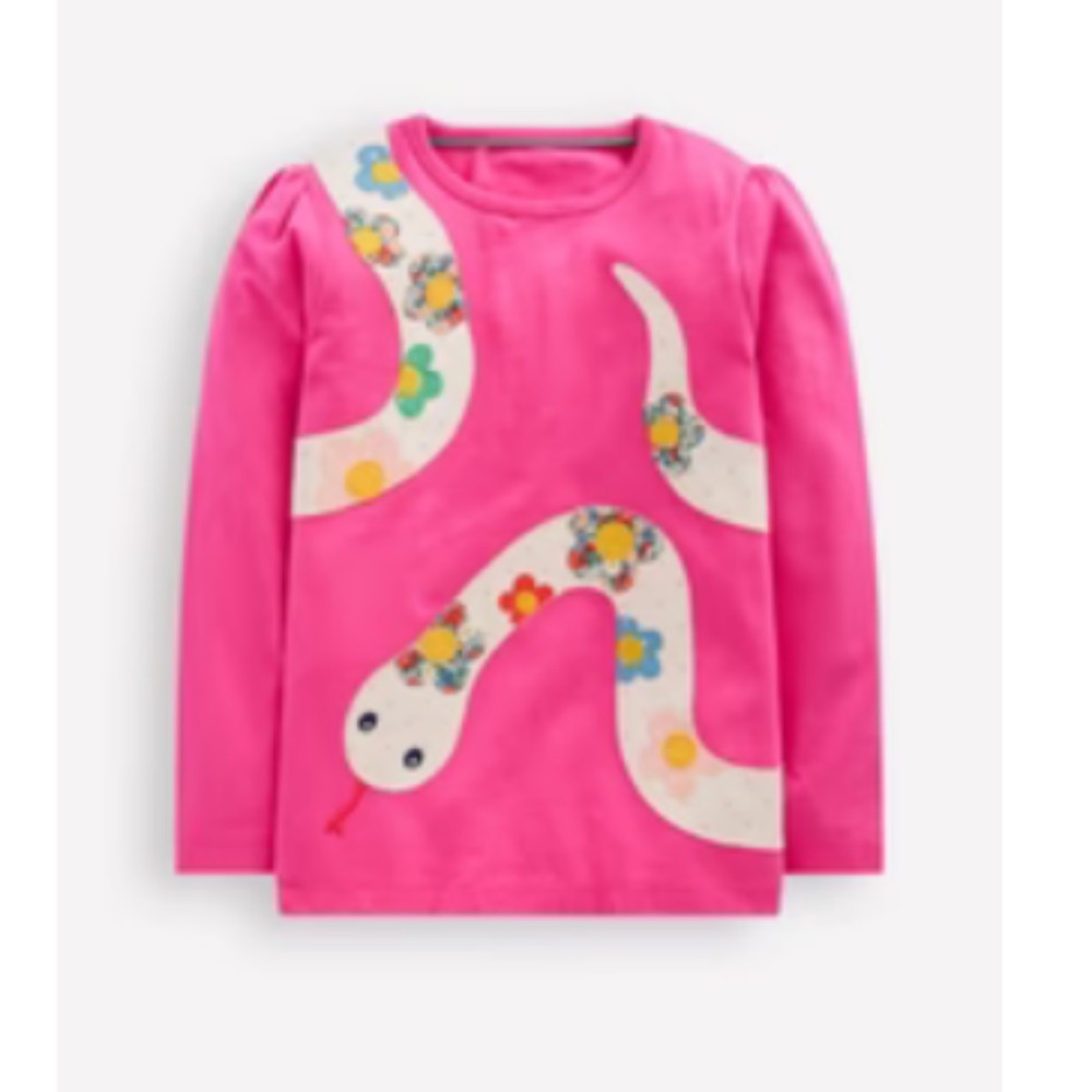 Mini Boden girls appliqué Floral Snake Design long sleeves